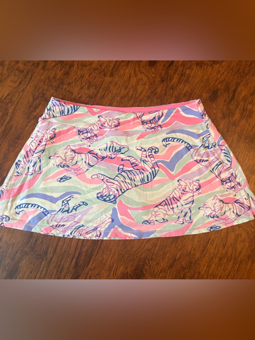 Lilly Pulitzer Luxletic Pastel Tiger Print Mini Skirt — Pink, Blue & Mint